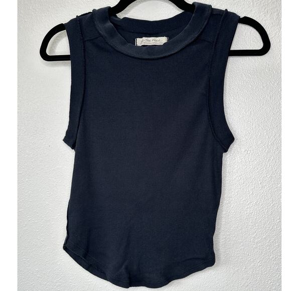 We The Free Black Round Neck Sleeveless Kate Shirt Ribbed Tank Top S - Picture 6 of 14